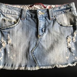 Distressed Mini Skirt Denim